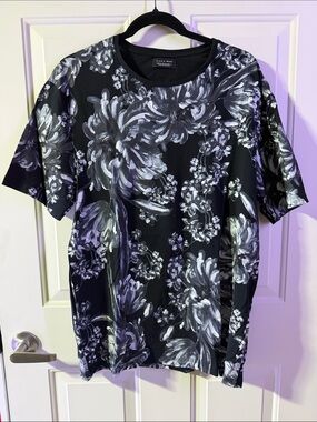 Zara Man Black Floral Short-Sleeve Shirt